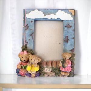 Nursery Reading Teddy Bears Heavyweight Resin Raised Design Photo Frame #1802